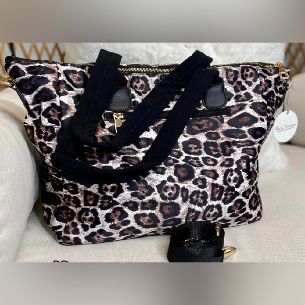 Nylon Leopard Print Tote Bag